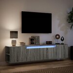 vidaXL Meuble TV mural avec LED sonoma gris 180x31x39 5 cm