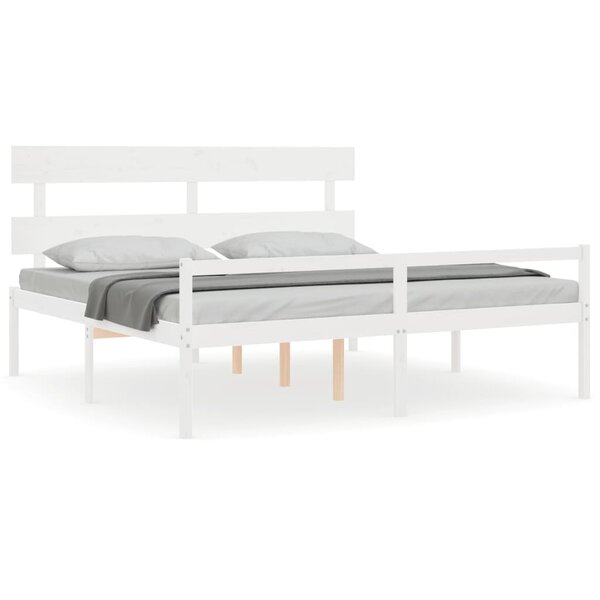 vidaXL Lit pour personne âgée sans matelas blanc 200x200cm bois massif