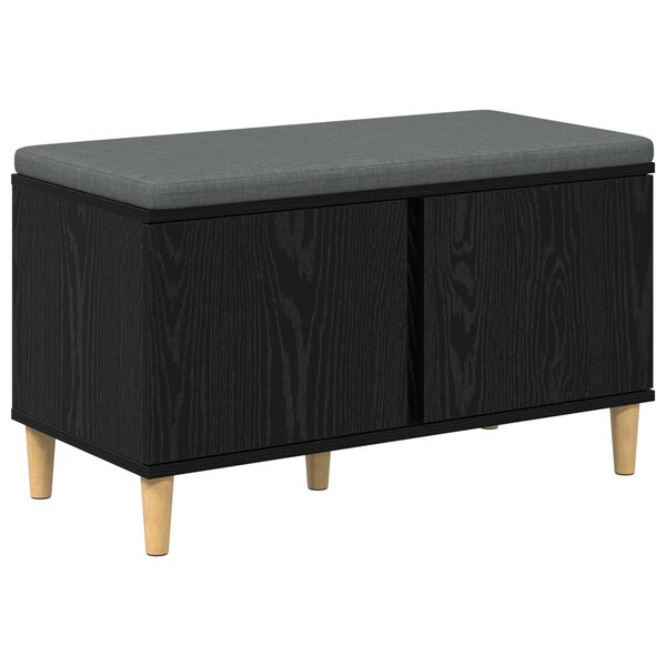 vidaXL Banc d'entrée avec coussin Chêne noir 80 x 38 x 46 cm