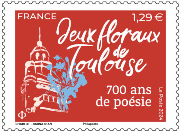 Timbre - 700 ans de poésie - Jeux Floraux de Toulouse - Lettre verte
