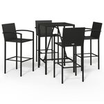 vidaXL Ensemble de bar de jardin 5 Pièces noir résine tressée