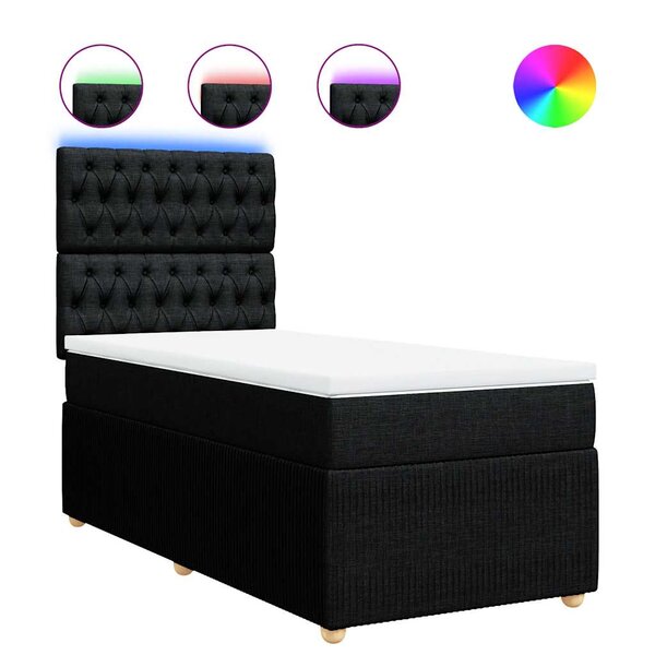vidaXL Sommier à lattes de lit avec matelas Noir 100x200 cm Tissu