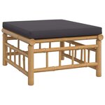 vidaXL Salon de jardin 3 Pièces avec coussins gris foncé bambou
