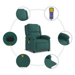 vidaXL Fauteuil de massage inclinable électrique Vert foncé Tissu