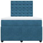 vidaXL Sommier à lattes de lit et matelas bleu foncé 120x190cm velours