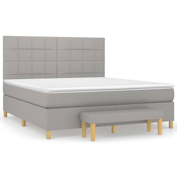 vidaXL Sommier à lattes de lit avec matelas Gris clair 180x200cm Tissu
