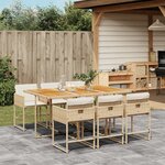 vidaXL Ensemble à manger de jardin et coussins 7 Pièces beige poly rotin