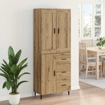 vidaXL Haut Armoire 2 Pièces Chêne artisanal Bois Aggloméré et Verre