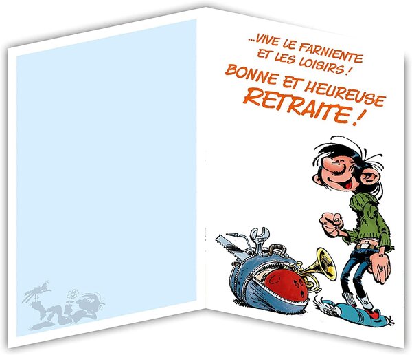 Maxi grande carte géante départ retraite gaston lagaffe franquin avec enveloppe