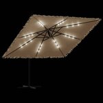 vidaXL Parasol de jardin avec LED et mât en acier marron 290x290x238cm