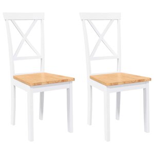 vidaXL Chaises à manger 2 Pièces blanc bois massif caoutchouc