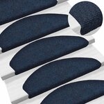 vidaXL Tapis d'escalier autocollants 15 Pièces Bleu 65x21x4 cm Aiguilleté