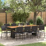 Ensemble de salle à manger de jardin 11 pièces vidaXL en poly rotin noir