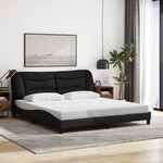 vidaXL Cadre de lit avec LED sans matelas noir 180x200 cm tissu