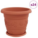vidaXL Pots de plantes 24 Pièces Rouge brique Ø 34 x 28 cm Plastique