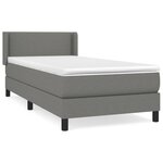 vidaXL Sommier à lattes de lit avec matelas Gris foncé 90x200 cm Tissu