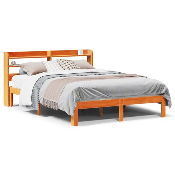 vidaXL Cadre de lit sans matelas cire marron 140x190cm bois pin massif
