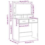 vidaXL Coiffeuse Chêne sonoma 79 x 41 x 135 cm Bois d'ingénierie