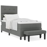 vidaXL Lit à ressort avec matelas et banc gris foncé 100 x 200 cm tissu