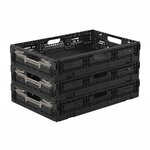 Pack and Move - Lot 3 Bacs Rangement Pliables - Charge 10 kg - 40 x 60 x 11 5 cm - Stockage Outillage - Rangement Facile - Robustes - 23L