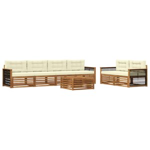 vidaXL Ensemble de canapés d'extérieur 7 pc Naturel et Crème