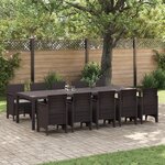 vidaXL Ensemble de salle à manger de jardin 11 pièces avec coussins brun en poly rotin