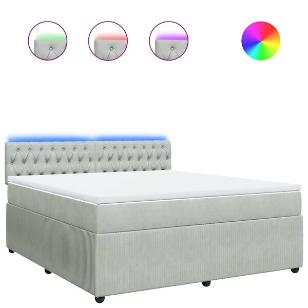 vidaXL Sommier à lattes de lit et matelas Gris clair 180x200cm Velours