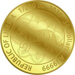 Pièce de monnaie en Or 30 Dollars g 0.155 (1/200 oz) Millésime 2026 Mandala TIGER (PRÉCOMMANDE)