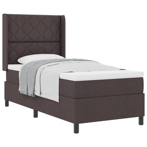 vidaXL Lit à ressorts avec matelas Marron foncé 200 x 100 cm tissu
