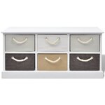 Banc 95 x 28 x 47 cm banquette de rangement 6 tiroirs bois 02_0021243