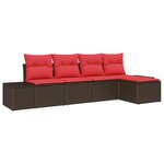 vidaXL Ensemble de canapé de jardin avec coussin 5 Pièces Marron et rouge
