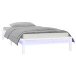 vidaXL Cadre de lit à LED sans matelas blanc 75x190 cm bois massif