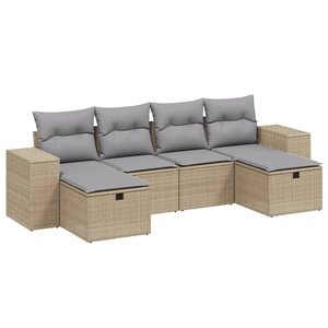 vidaXL Salon de jardin avec coussins 6Pièces mélange beige résine tressée
