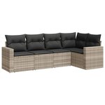 vidaXL Salon de jardin 5 Pièces avec coussins gris clair résine tressée