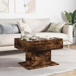 vidaXL Table basse avec LED chêne fumé 70x50x45 cm bois d'ingénierie