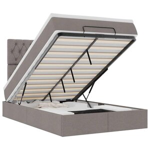 vidaXL Cadre de lit ottoman avec matelas taupe 120x200 cm tissu