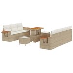 vidaXL Ensemble de canapé de jardin avec coussin 10 Pièces Beige et crème