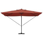 vidaXL Parasol Roma à Bras Déporté Rouge et Noir 352 x 251 x 265 cm