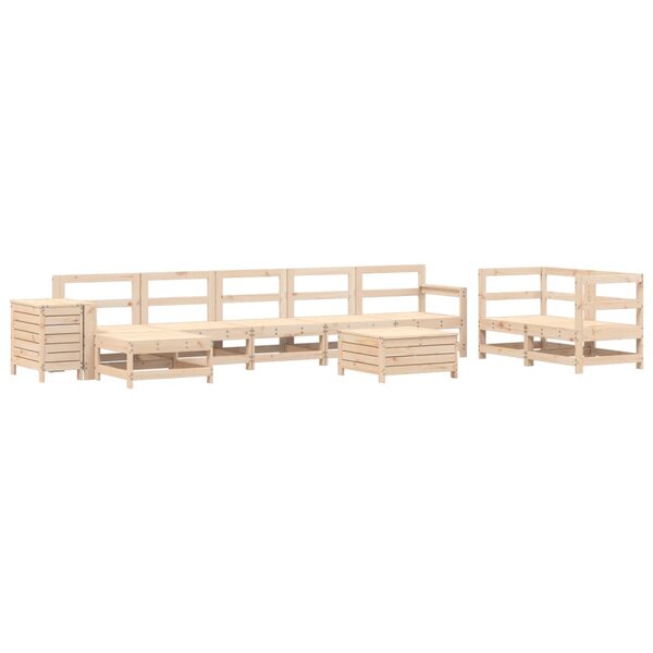 vidaXL Salon de jardin 10 Pièces bois de pin massif