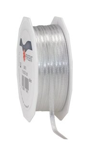 Satin double face 50-m-rouleau 3 mm argent