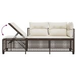 vidaXL Salon de jardin d'angle et coussins 3 Pièces marron résine tressée