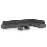 vidaXL Salon de jardin 8 Pièces avec coussins Gris Résine tressée