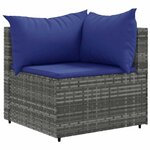vidaXL Salon de jardin 4 Pièces avec coussins Gris Résine tressée