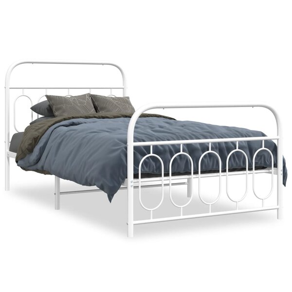 vidaXL Cadre de lit métal sans matelas et pied de lit blanc 100x200 cm