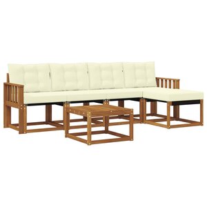 vidaXL Ensemble de canapés d'extérieur 6 pc Naturel et Crème