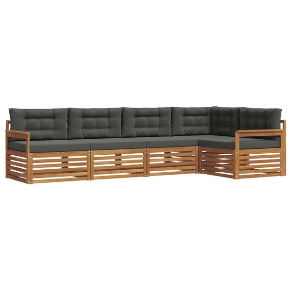 vidaXL Ensemble de canapés d'extérieur 5 pc Naturel et Anthracite