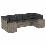 vidaXL Salon de jardin avec coussins 7 Pièces gris résine tressée