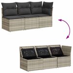 vidaXL Canapé de jardin et coussins 3 places gris clair résine tressée