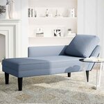 vidaXL Chaise longue avec coussin bleu tissu en velours côtelé