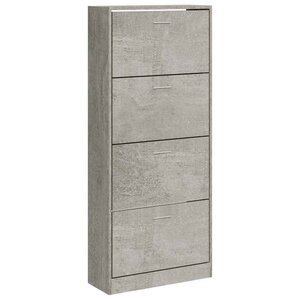 vidaXL Armoire à chaussures Gris béton 63x24x147 cm Bois d'ingénierie